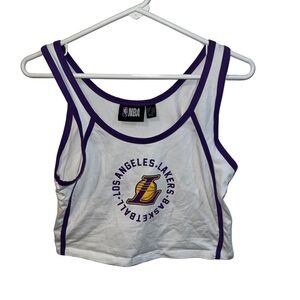 NBA Los Angeles Lakers White and Purple Tank Top L